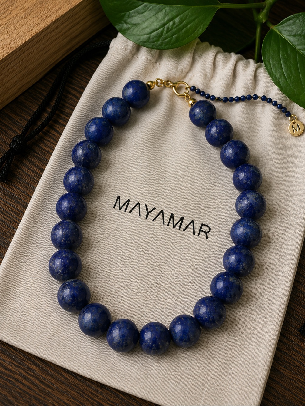 New Mayamar Genuine Lapis Lazuli And Blue Agate Stone Round Beaded Necklace